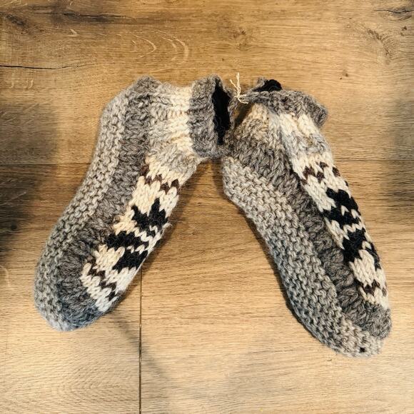 Handmade Knit Winter Socks Womens Size 7 - Picture 2 of 4